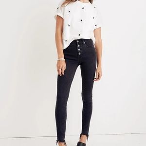 Madewell Berkley Black 9" Mid-Rise Button Through Skinny Jeans Size 31